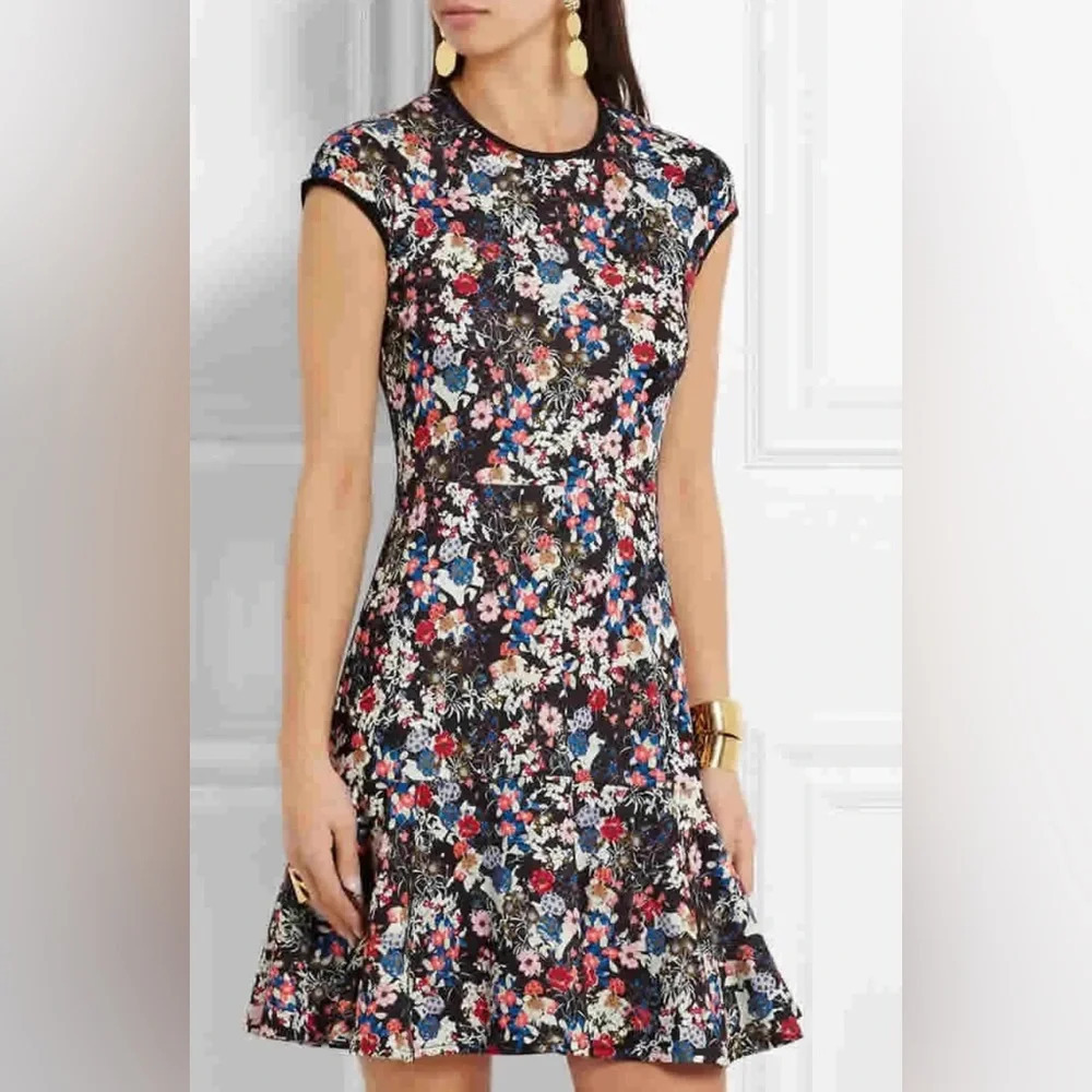 Erdem  Darlina Floral-Print Flounce Dress, size 8